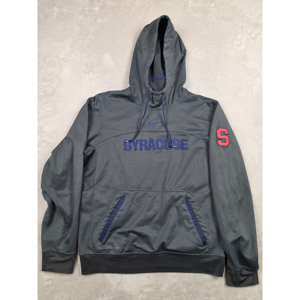 Nike Elite Hoodie Mens S Gray Syracuse Orange Therma-FIT Pullover Sweatshirt